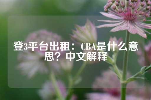 登3平台出租：CBA是什么意思？中文解释