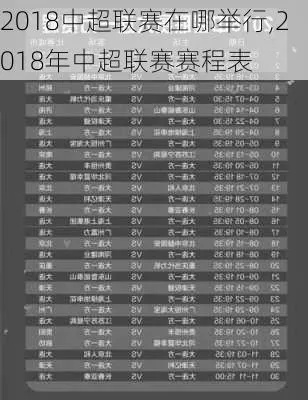 2018中超19轮对阵 最新中超赛程安排